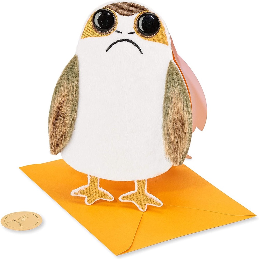 💎RARE💎🆕Papyrus-Disney ‘Star Wars’ 3D Fuzzy “Porg” Birthday Card